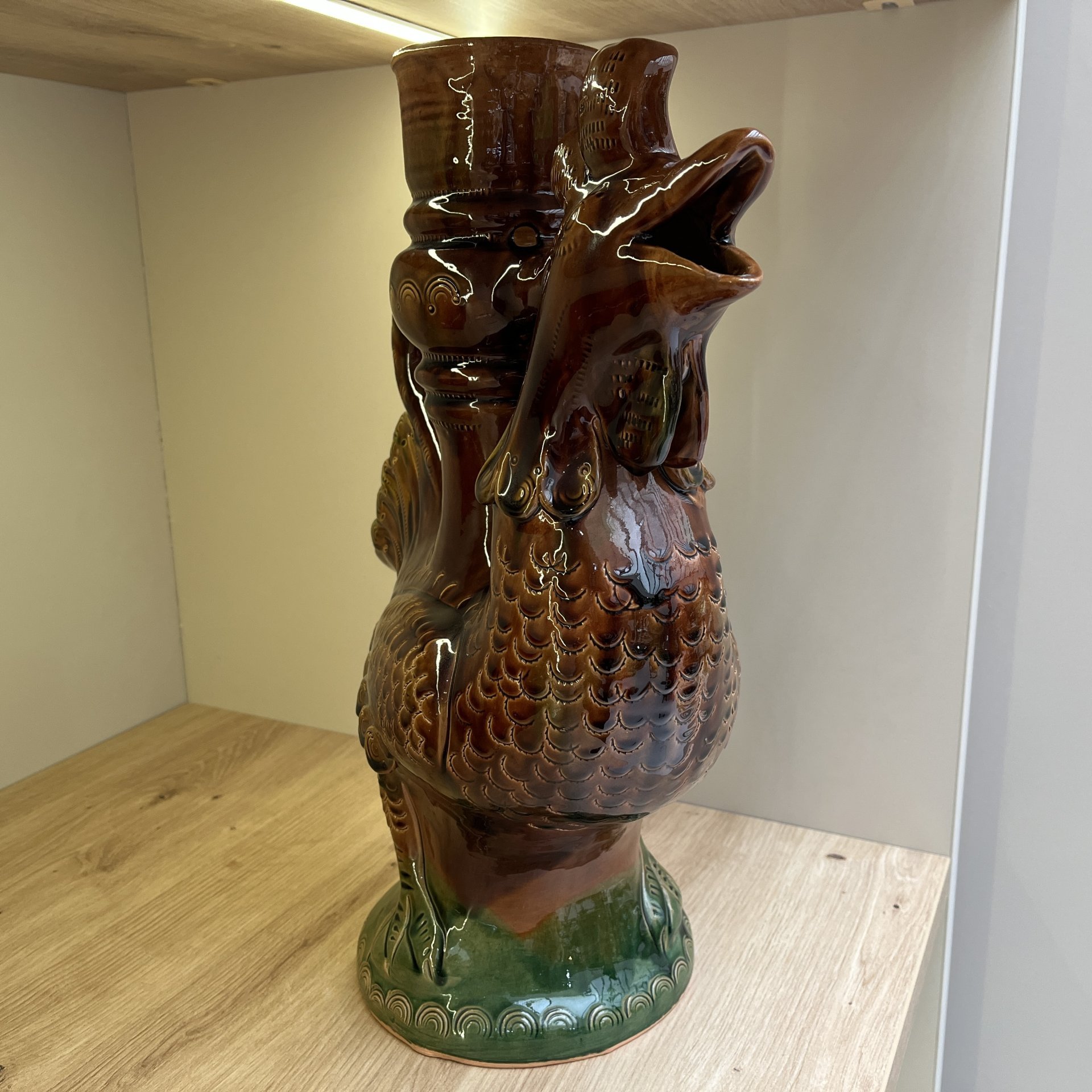 Кувшин "Петух", керамика, поливы, Скопинская керамика, СССР, 1980-1990 гг.