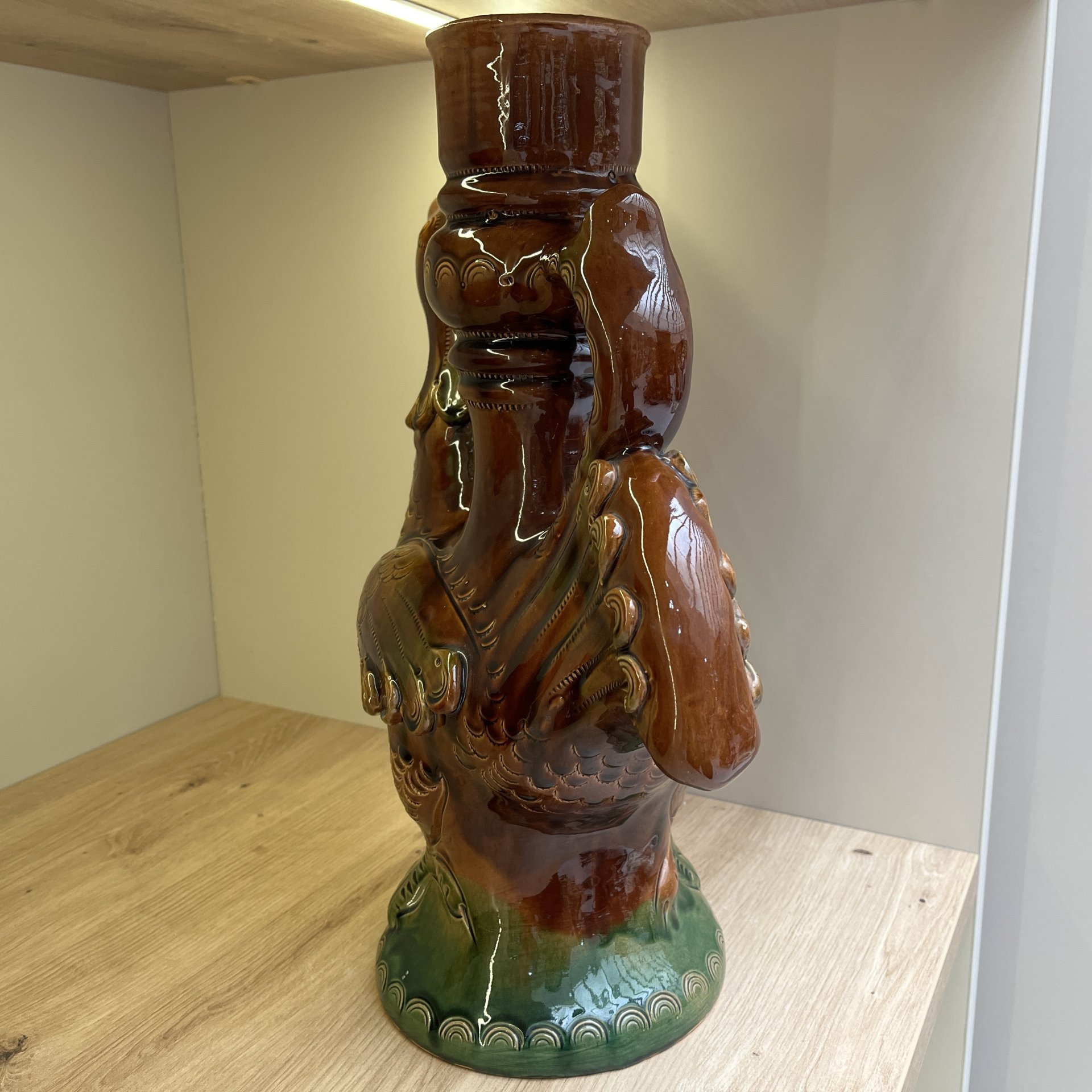 Кувшин "Петух", керамика, поливы, Скопинская керамика, СССР, 1980-1990 гг.