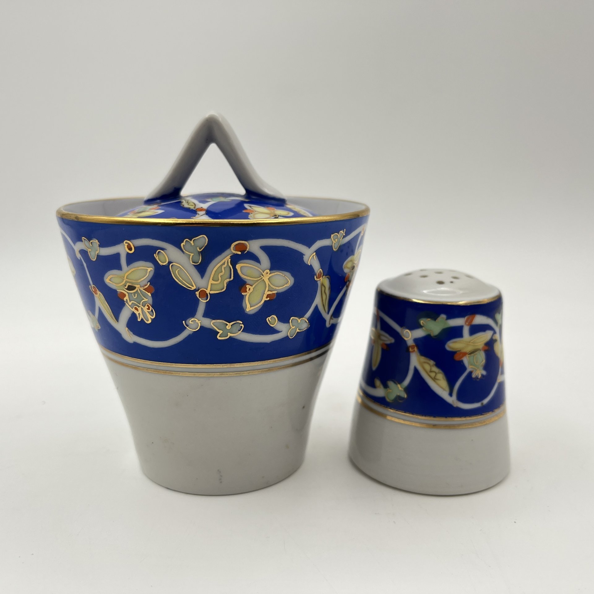 Горчичница и солонка, фарфор, крытье, роспись, золочение, Дулевский фарфоровый завод (Дулёво), СССР, 1968-1991 гг.