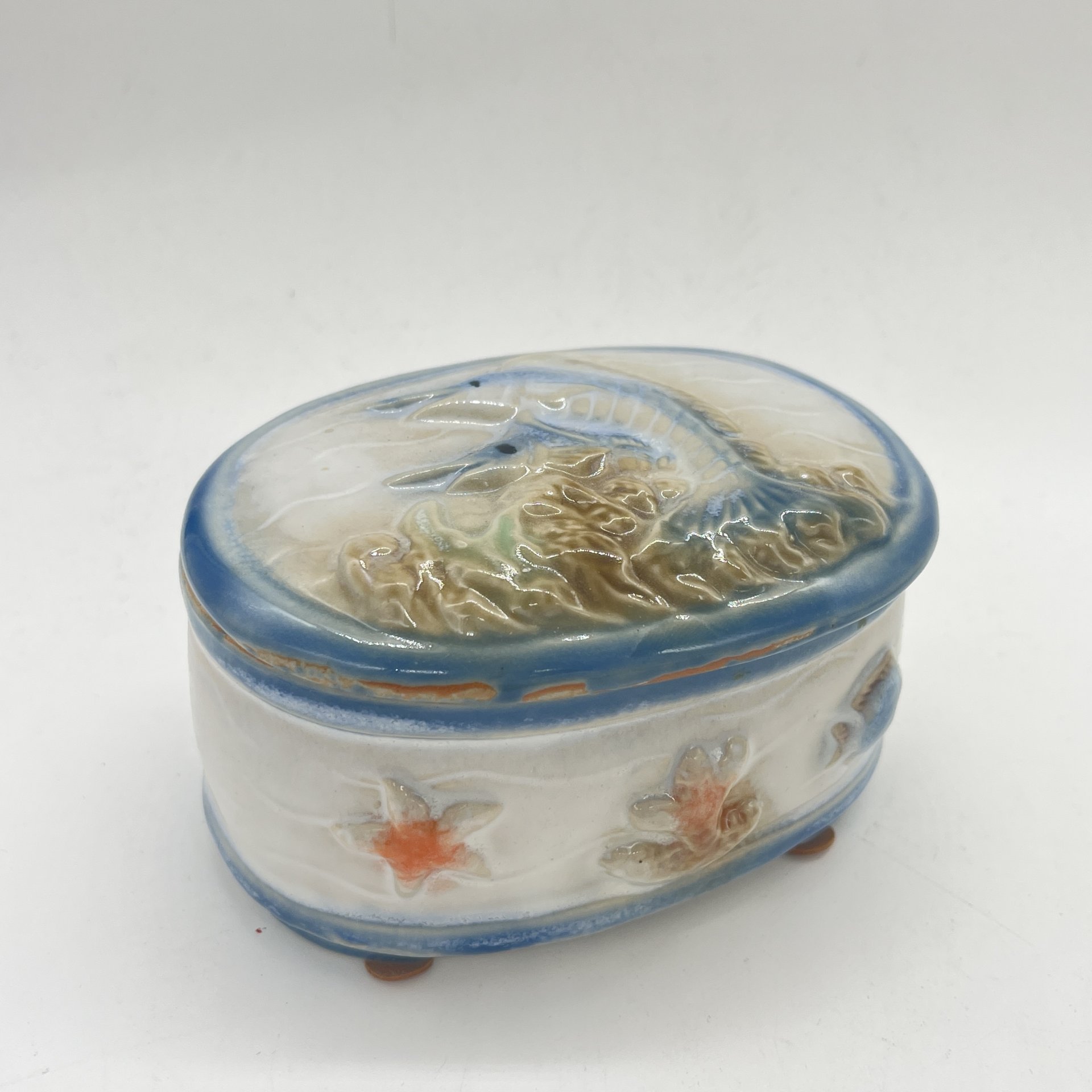Шкатулка в винтажной морской тематике, керамика, роспись, Китай, 2000-2010 гг.