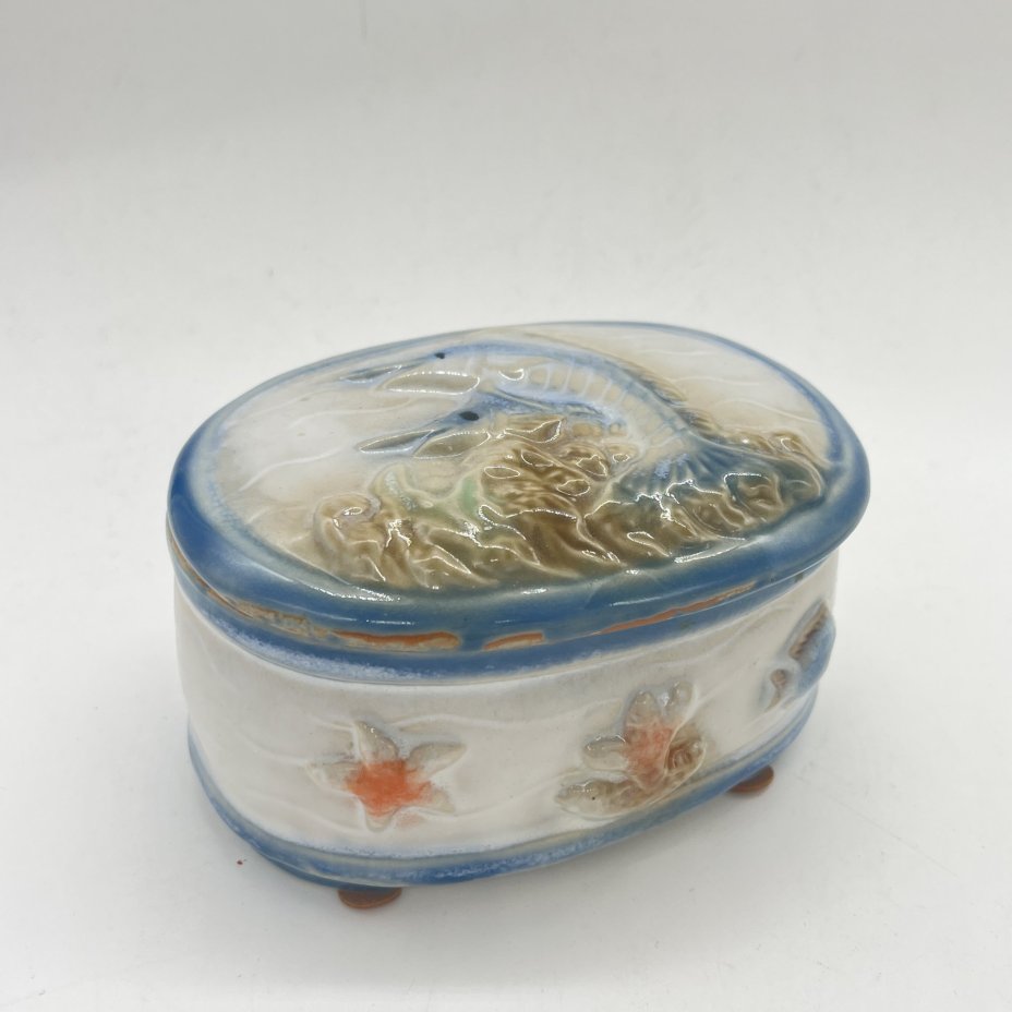 Шкатулка в винтажной морской тематике, керамика, роспись, Китай, 2000-2010 гг.