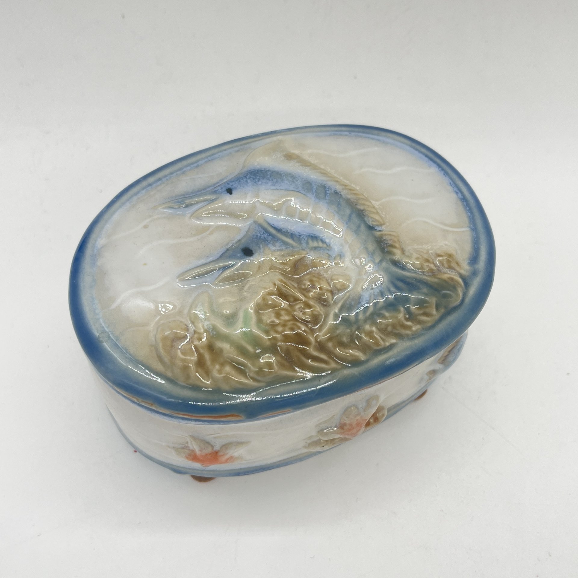 Шкатулка в винтажной морской тематике, керамика, роспись, Китай, 2000-2010 гг.