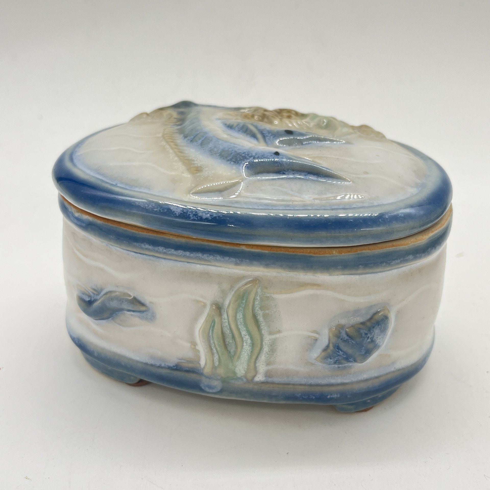 Шкатулка в винтажной морской тематике, керамика, роспись, Китай, 2000-2010 гг.