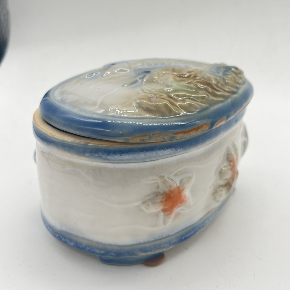Шкатулка в винтажной морской тематике, керамика, роспись, Китай, 2000-2010 гг.