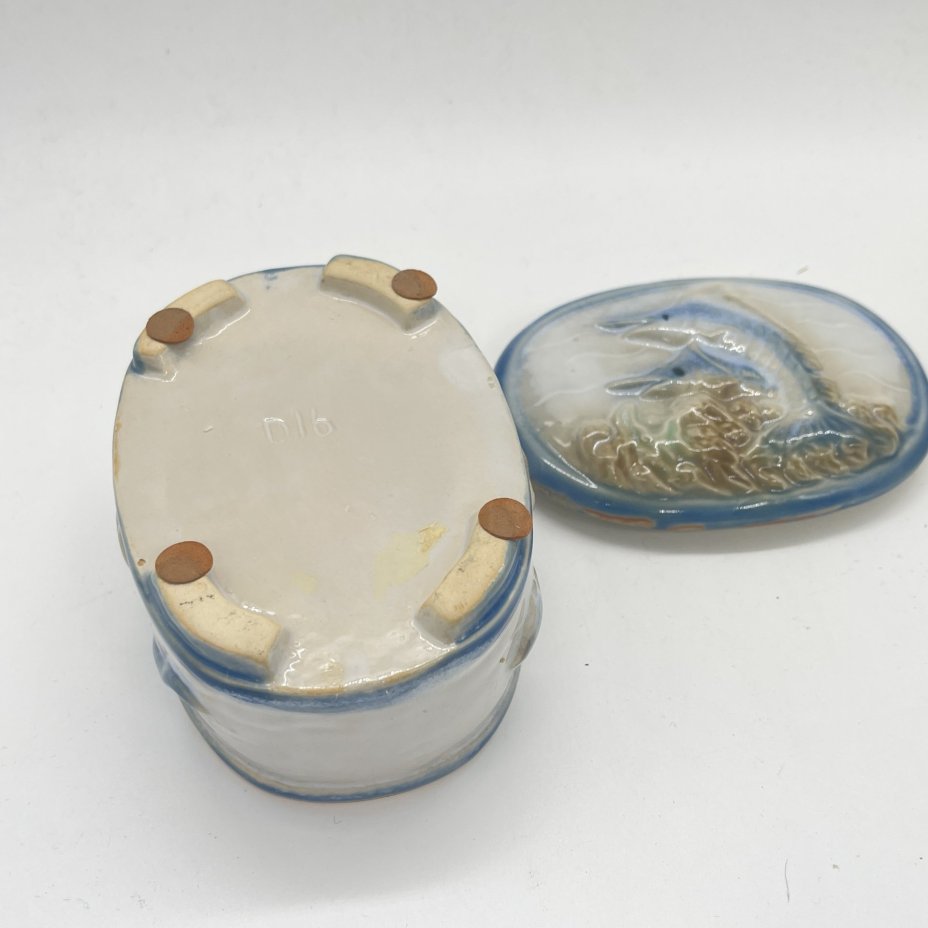 Шкатулка в винтажной морской тематике, керамика, роспись, Китай, 2000-2010 гг.