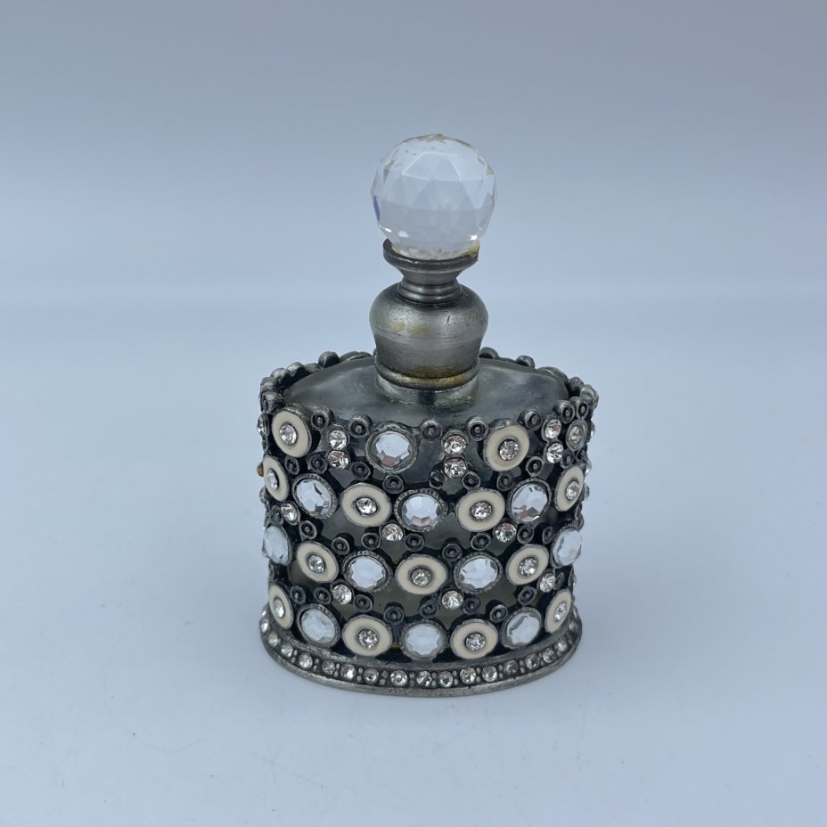 Флакон парфюмерный винтажный в оплетке, стекло, металл, эмаль, Европа, 1970-2000 гг.