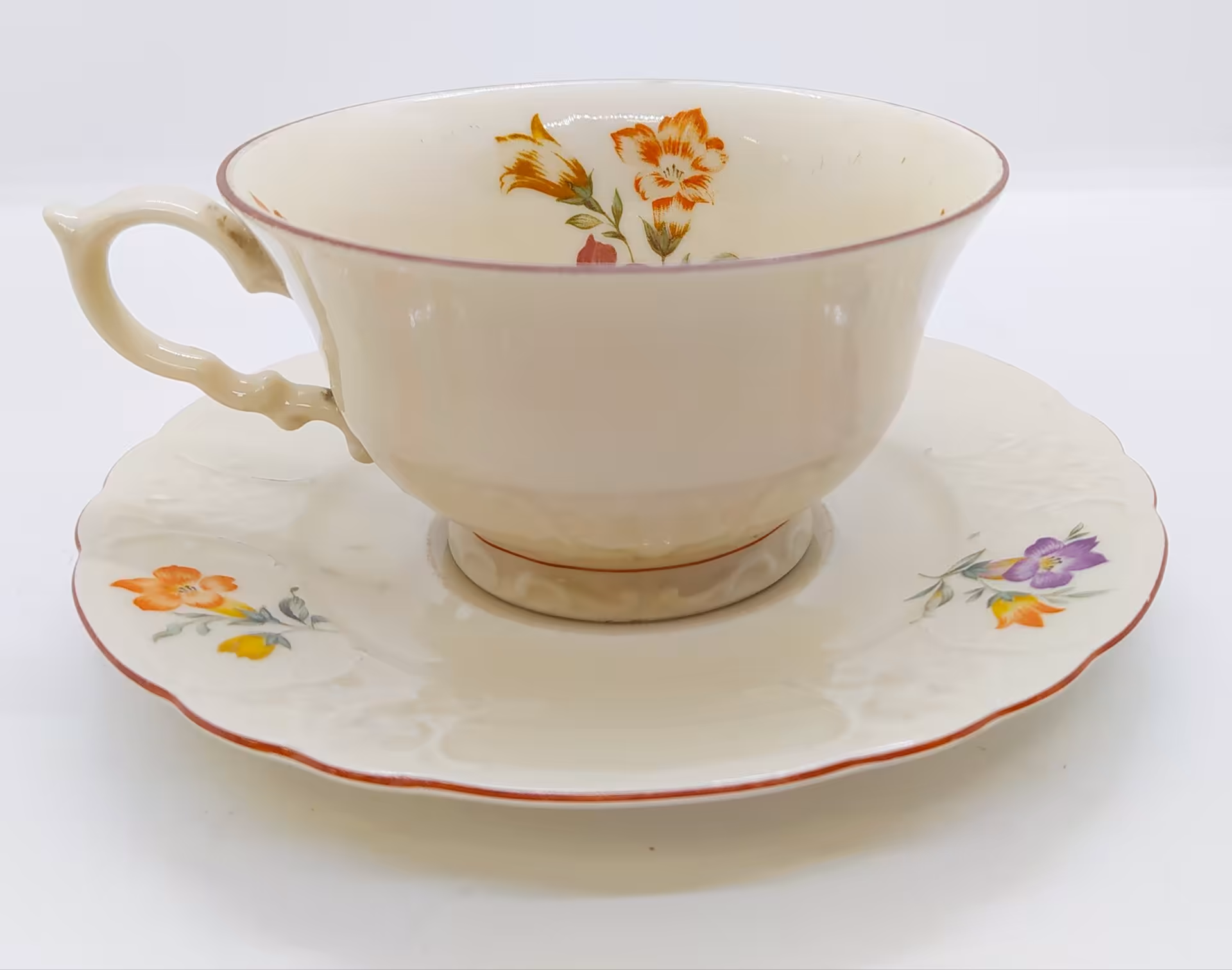 Пара чайная с цветочным декором, фарфор, деколь, Kahla, 1931-1945 гг., Kahla