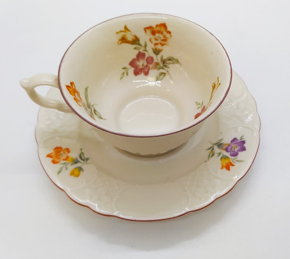 Пара чайная с цветочным декором, фарфор, деколь, Kahla, 1931-1945 гг., Kahla