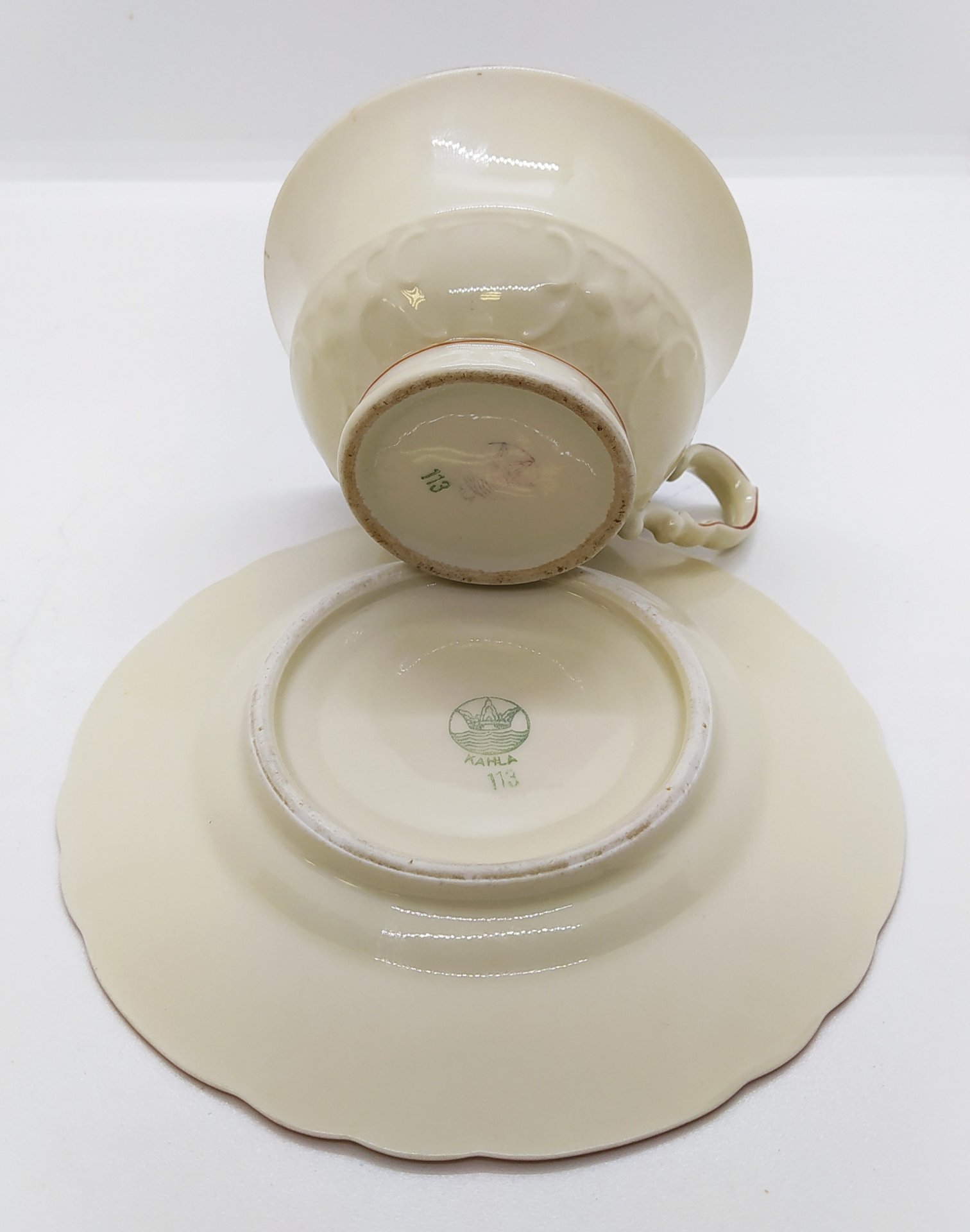 Пара чайная с цветочным декором, фарфор, деколь, Kahla, 1931-1945 гг., Kahla