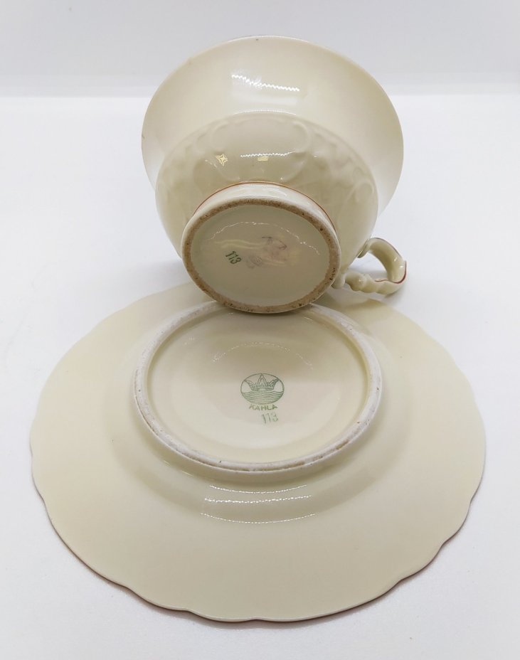 Пара чайная с цветочным декором, фарфор, деколь, Kahla, 1931-1945 гг., Kahla