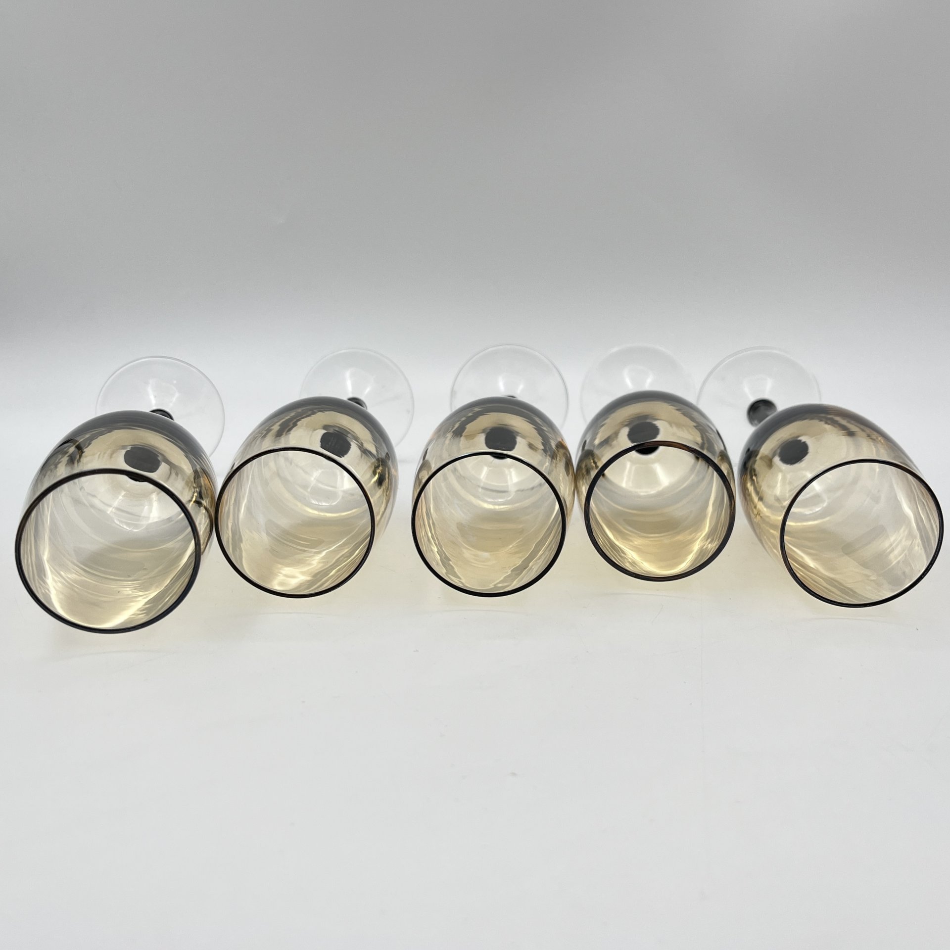 Набор фужеров для шампанского на 5 персон, хрусталь, гранение, Стеклозавод «Неман», СССР, 1970-1990 гг.