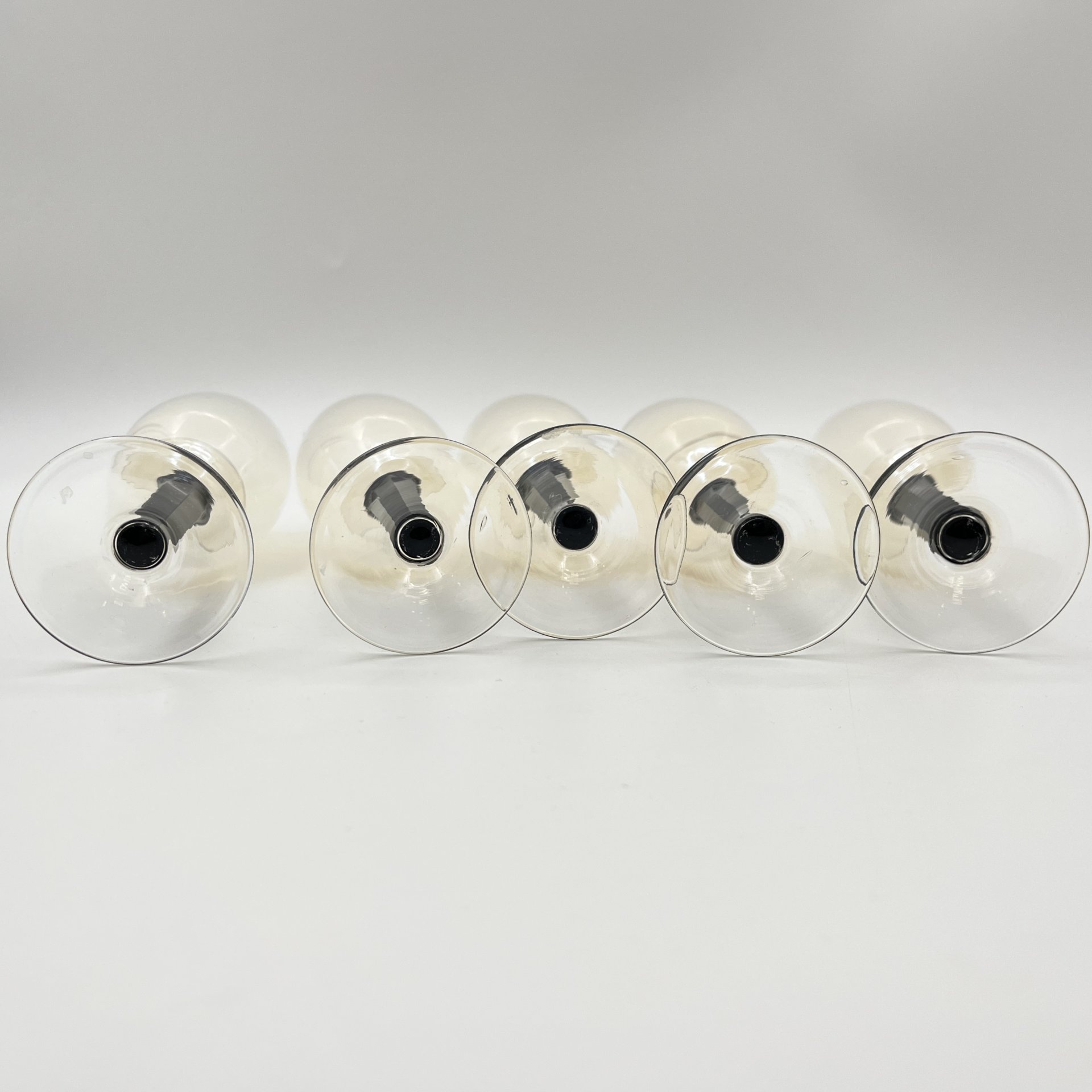 Набор фужеров для шампанского на 5 персон, хрусталь, гранение, Стеклозавод «Неман», СССР, 1970-1990 гг.