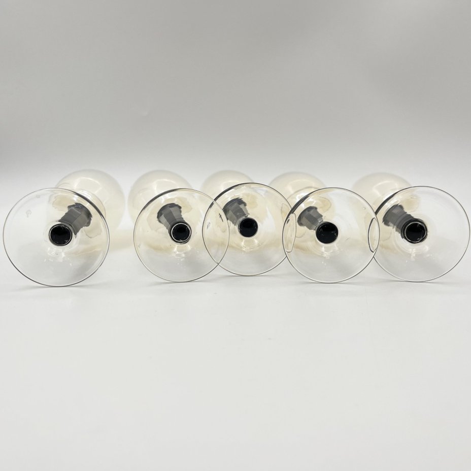 Набор фужеров для шампанского на 5 персон, хрусталь, гранение, Стеклозавод «Неман», СССР, 1970-1990 гг.