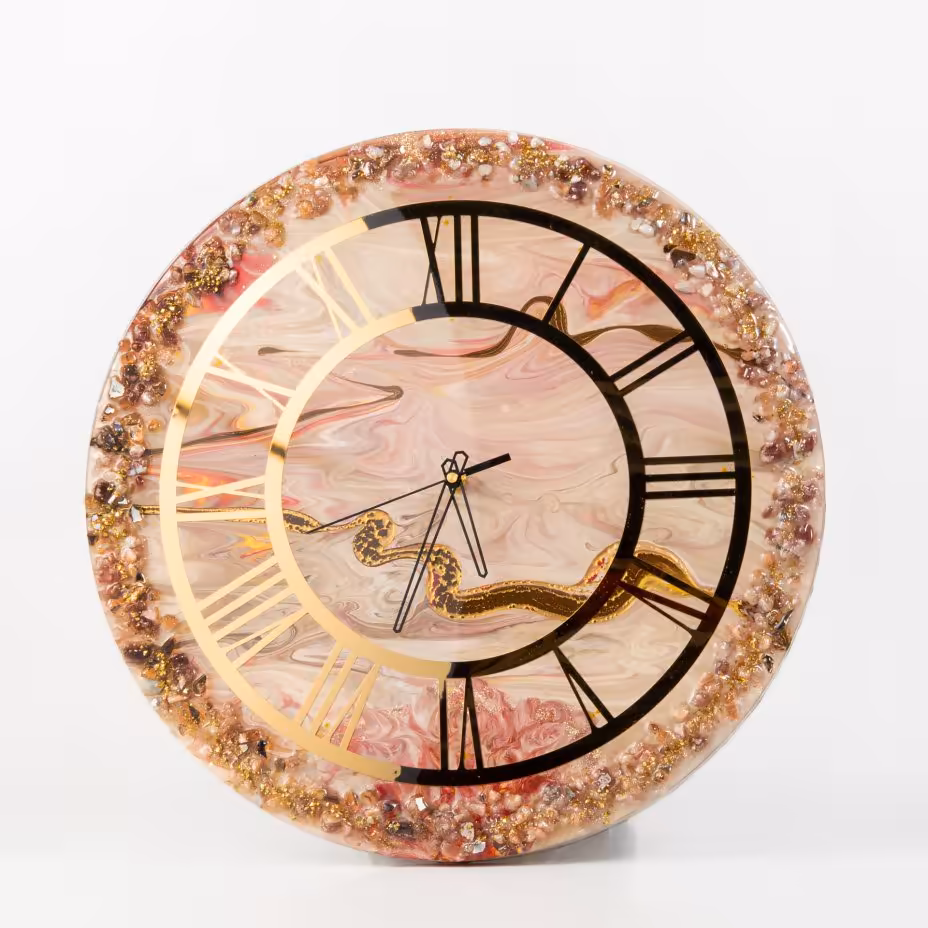 Часы настенные "Агатовый срез", авторская ручная работа в технике Resin Art