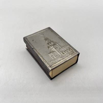 Спичечница "Спасская башня" со спичечным коробком "Веломобиль Варно", алюминий, Артель «Победа», СССР, 1960-1980 гг.