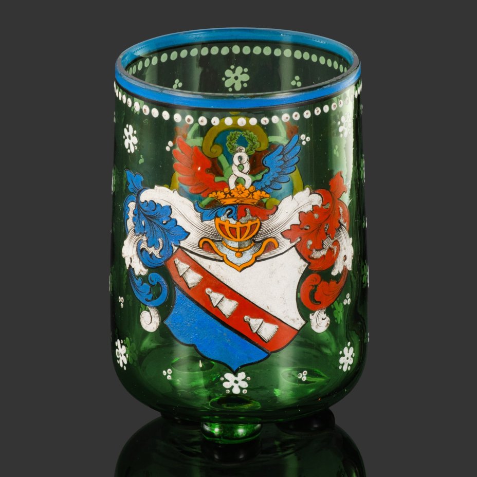 Стакан с гербом, стекло, роспись эмалями, Германия, 1860-1890 гг.