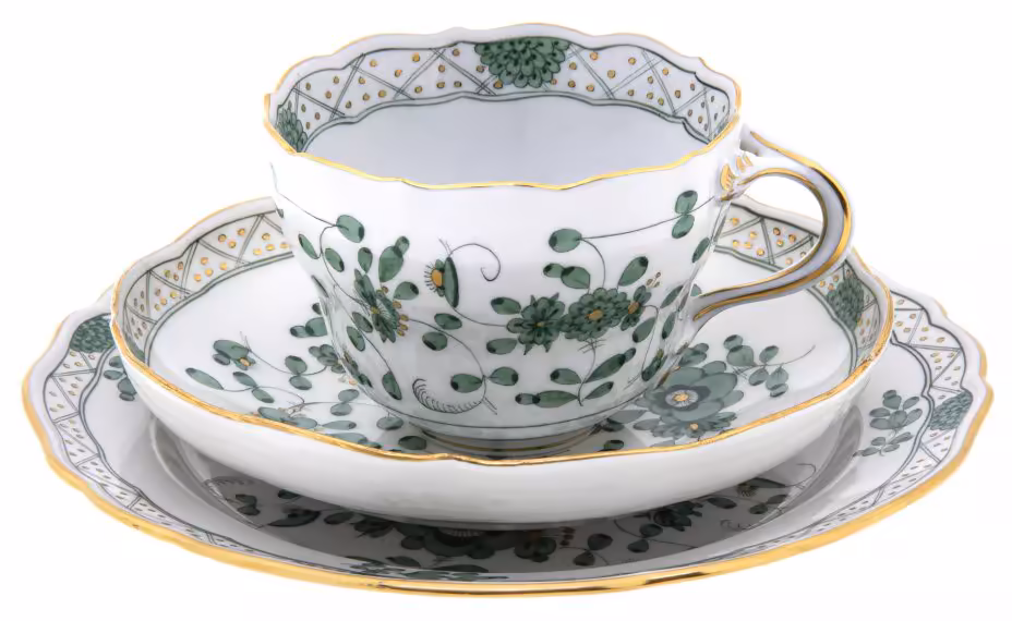 Трио чайное с флоральным узором, фарфор, роспись, мануфактура "Мейсен" (Meissen), Германия, 1934-1945 гг., Meissen (Мейсенский фарфор)