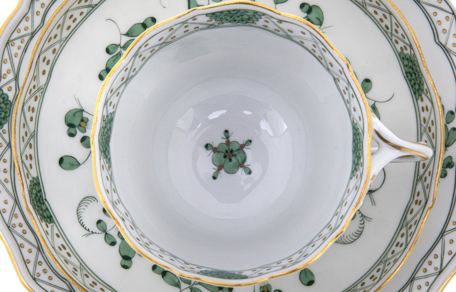 Трио чайное с флоральным узором, фарфор, роспись, мануфактура "Мейсен" (Meissen), Германия, 1934-1945 гг., Meissen (Мейсенский фарфор)
