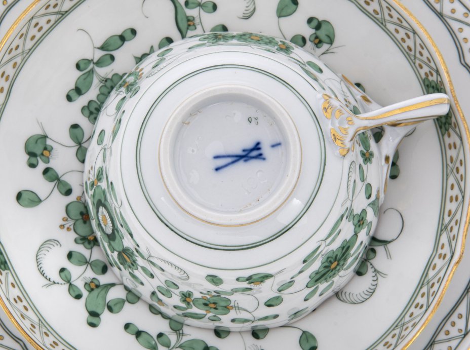 Трио чайное с флоральным узором, фарфор, роспись, мануфактура "Мейсен" (Meissen), Германия, 1934-1945 гг., Meissen (Мейсенский фарфор)