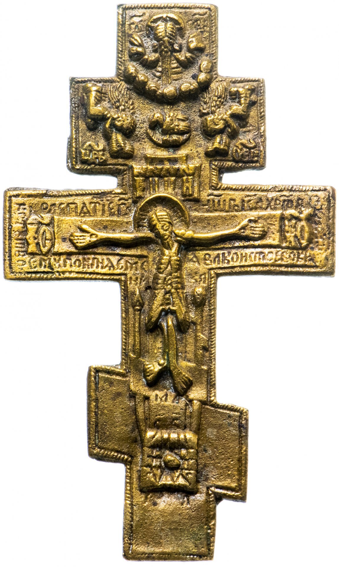 Крест киотный "Распятие Христово", бронза, Российская Империя, 1850-1910 гг.