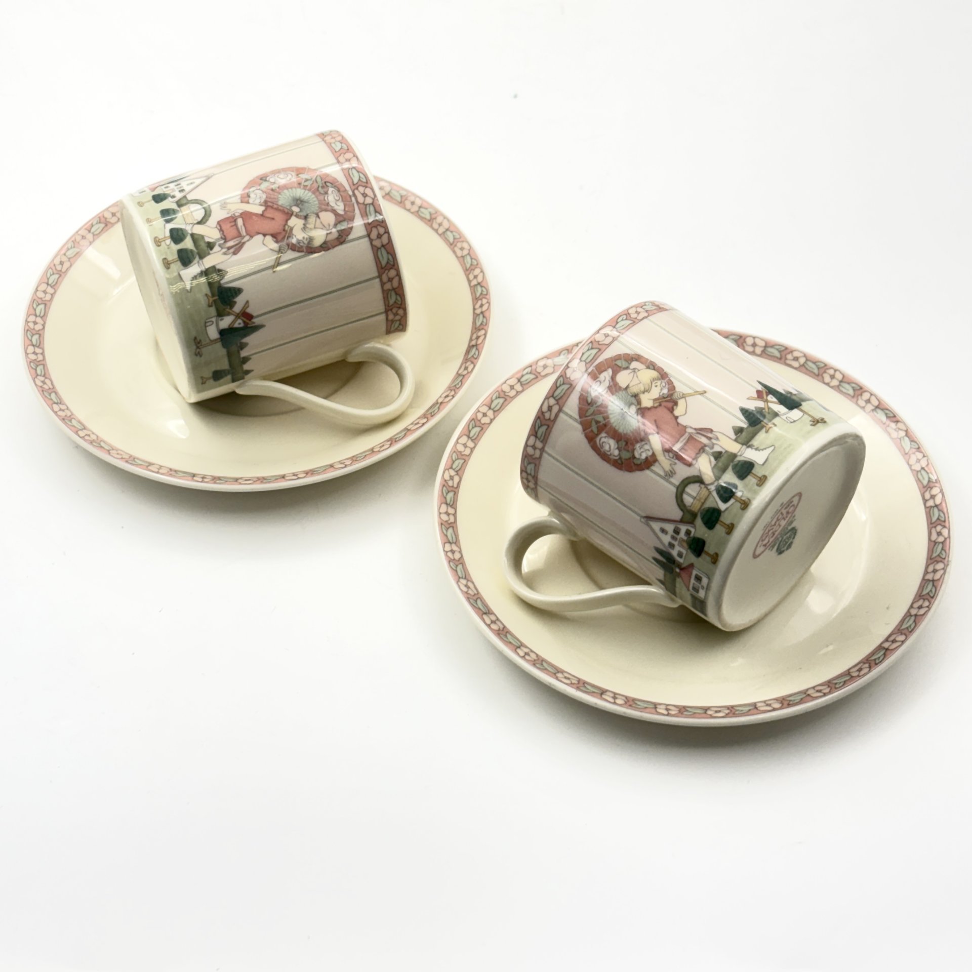 Набор кофейных пар на 5 персон, серия "Golden Days", Minton, фарфор, деколь, Royal Doulton, Великобритания, 1987 г.