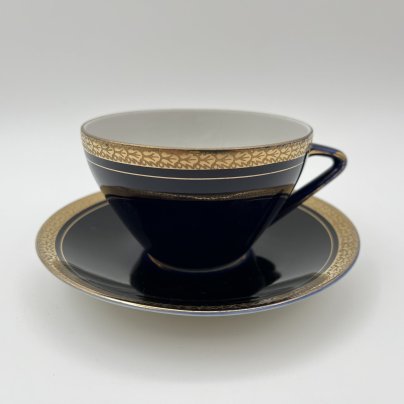 Пара кофейная, фарфор, крытье кобальтом, золочение, Ленинградский фарфоровый завод (ЛФЗ), СССР, 1970-1990 гг.