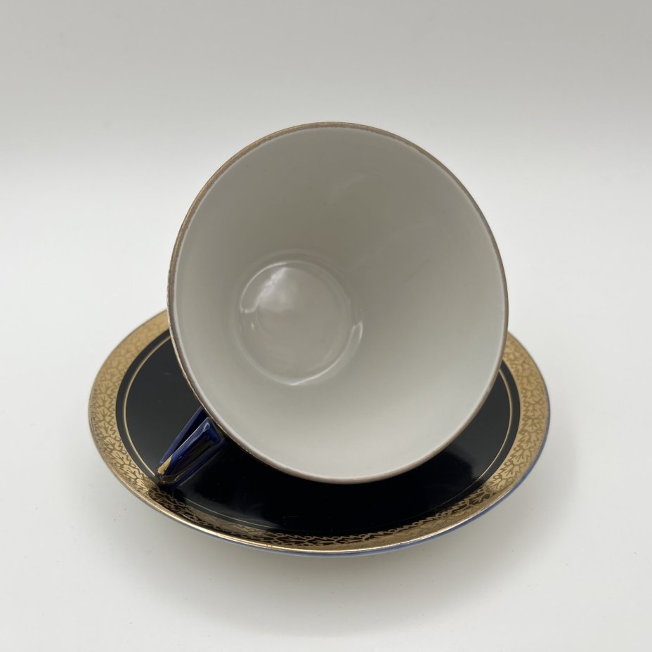 Пара кофейная, фарфор, крытье кобальтом, золочение, Ленинградский фарфоровый завод (ЛФЗ), СССР, 1970-1990 гг.