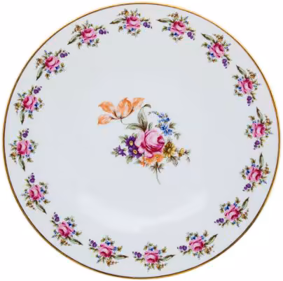 Блюдо с цветочным декором, фарфор, деколь, золочение, "Bernadotte", Чехия, 2000-2010 гг.