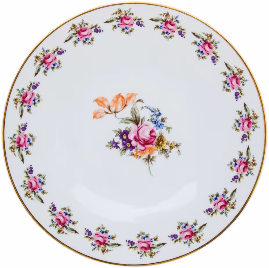 Блюдо с цветочным декором, фарфор, деколь, золочение, "Bernadotte", Чехия, 2000-2010 гг.