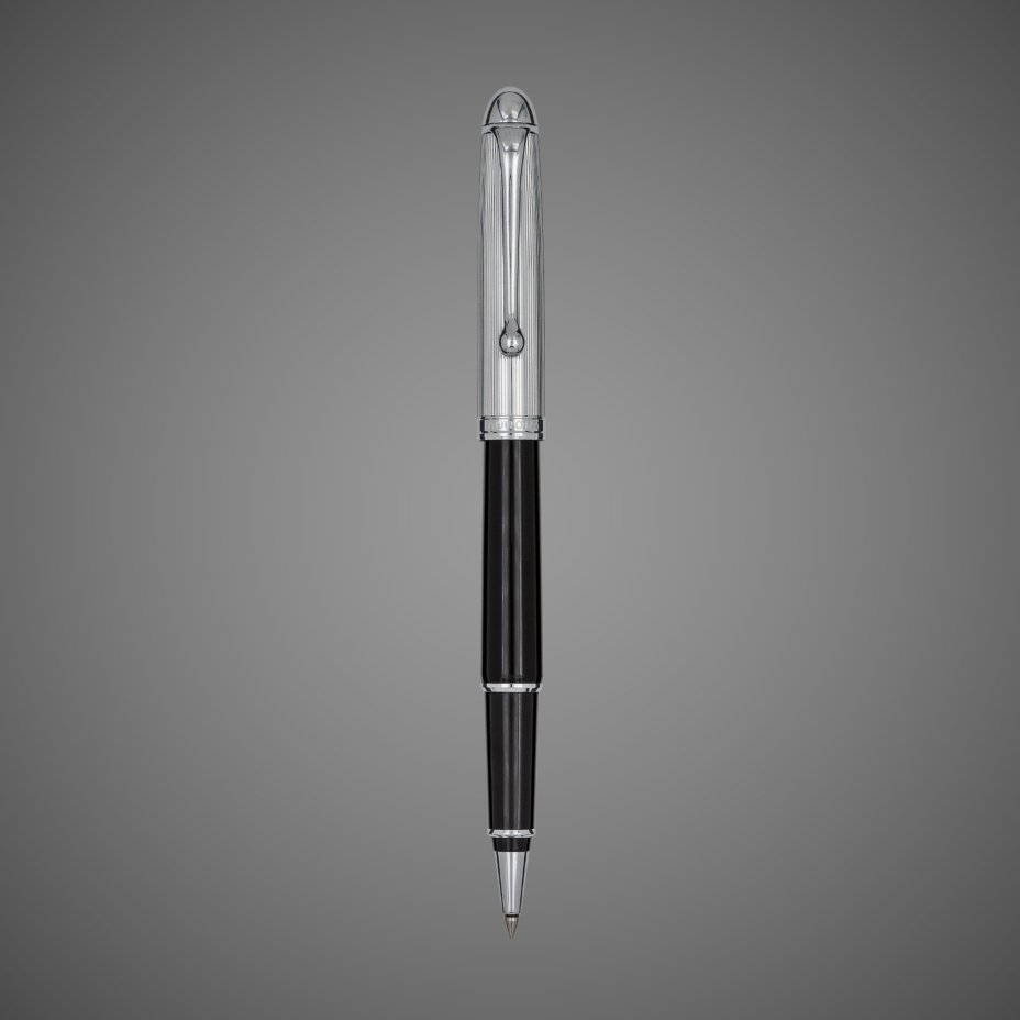 Ручка-роллер Aurora Millerighe Black Resin with Chrome CT, в подарочной коробке, Драгметаллы: родий, смола, хром