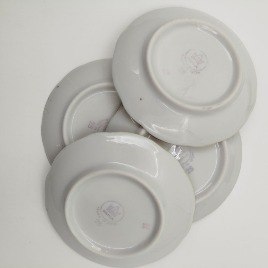 Набор из 6-ти розеток "Мадонна", фарфор, деколь, золочение, люстр, Kahla, ГДР, 1968-1987 гг.