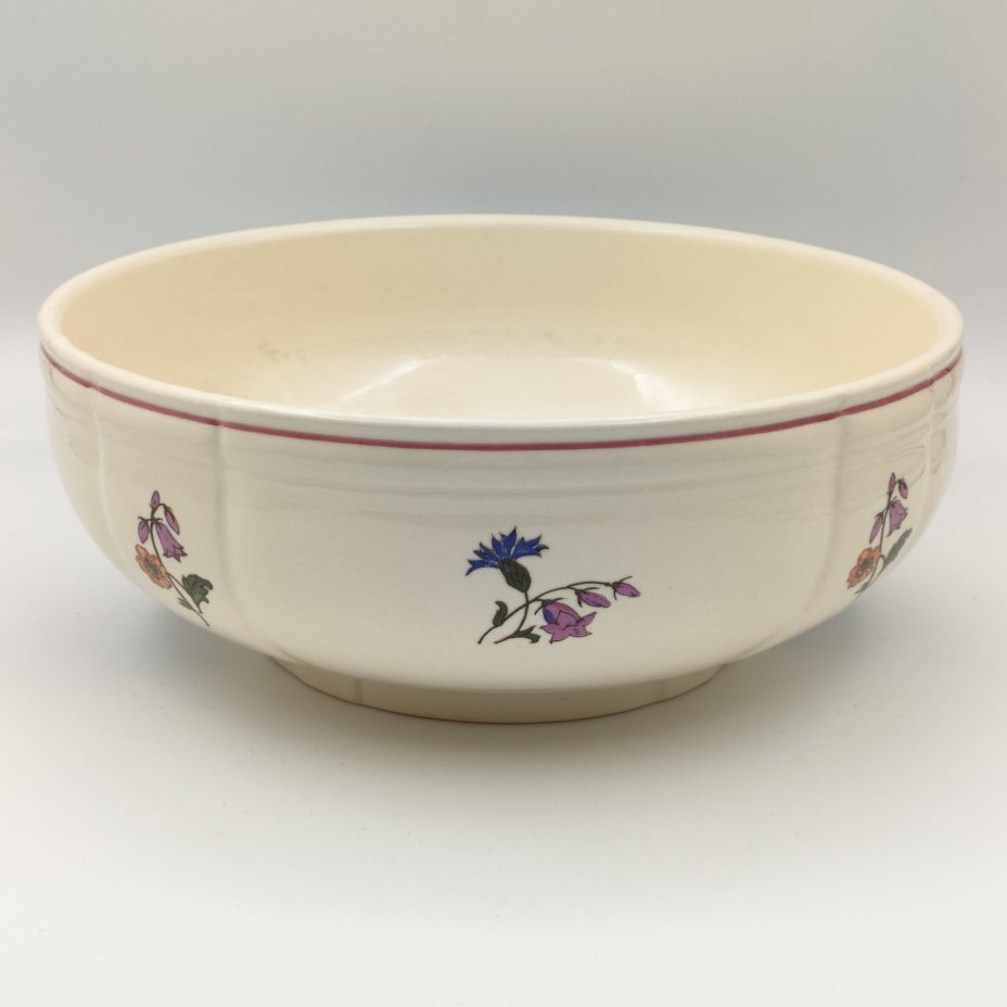 Салатник, украшенный цветочным декором, фаянс, деколь, Sarreguemines, Франция, 1980-2000 гг., Sarreguemines