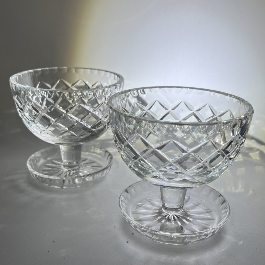 Пара креманок с геометрическим декором, хрусталь, СССР, 1970-1990 гг.