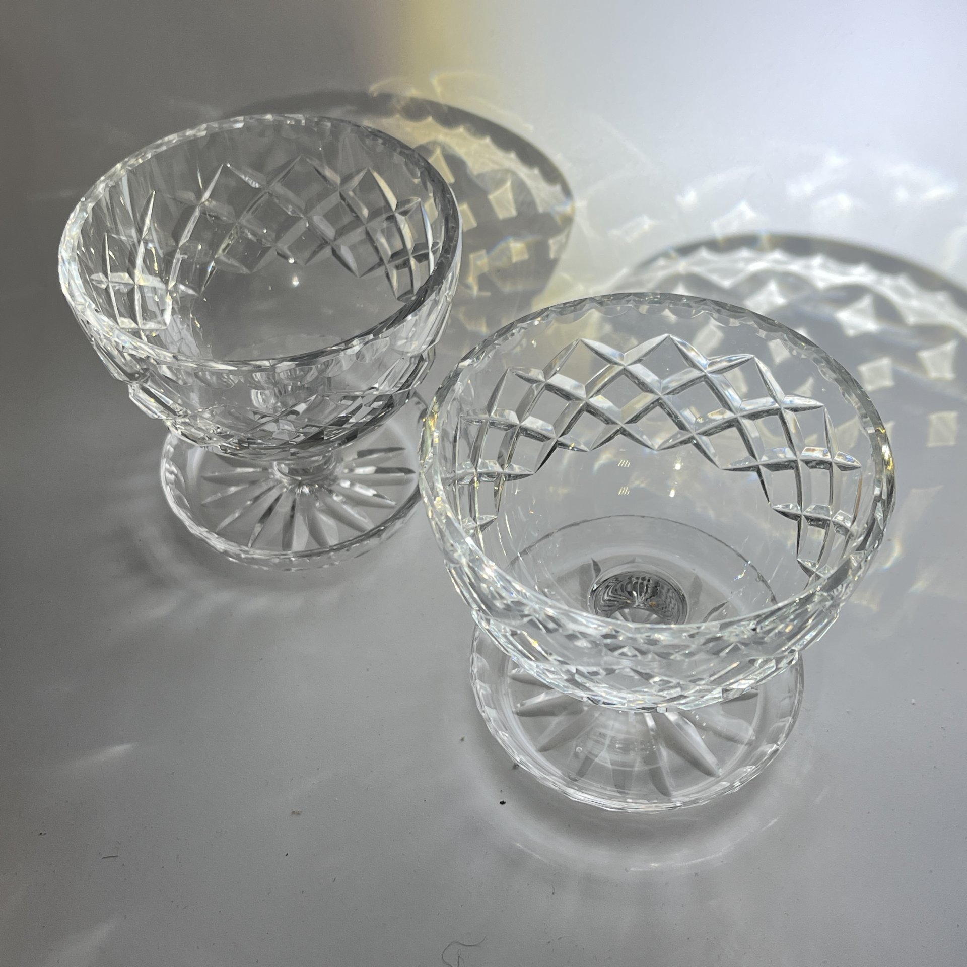 Пара креманок с геометрическим декором, хрусталь, СССР, 1970-1990 гг.