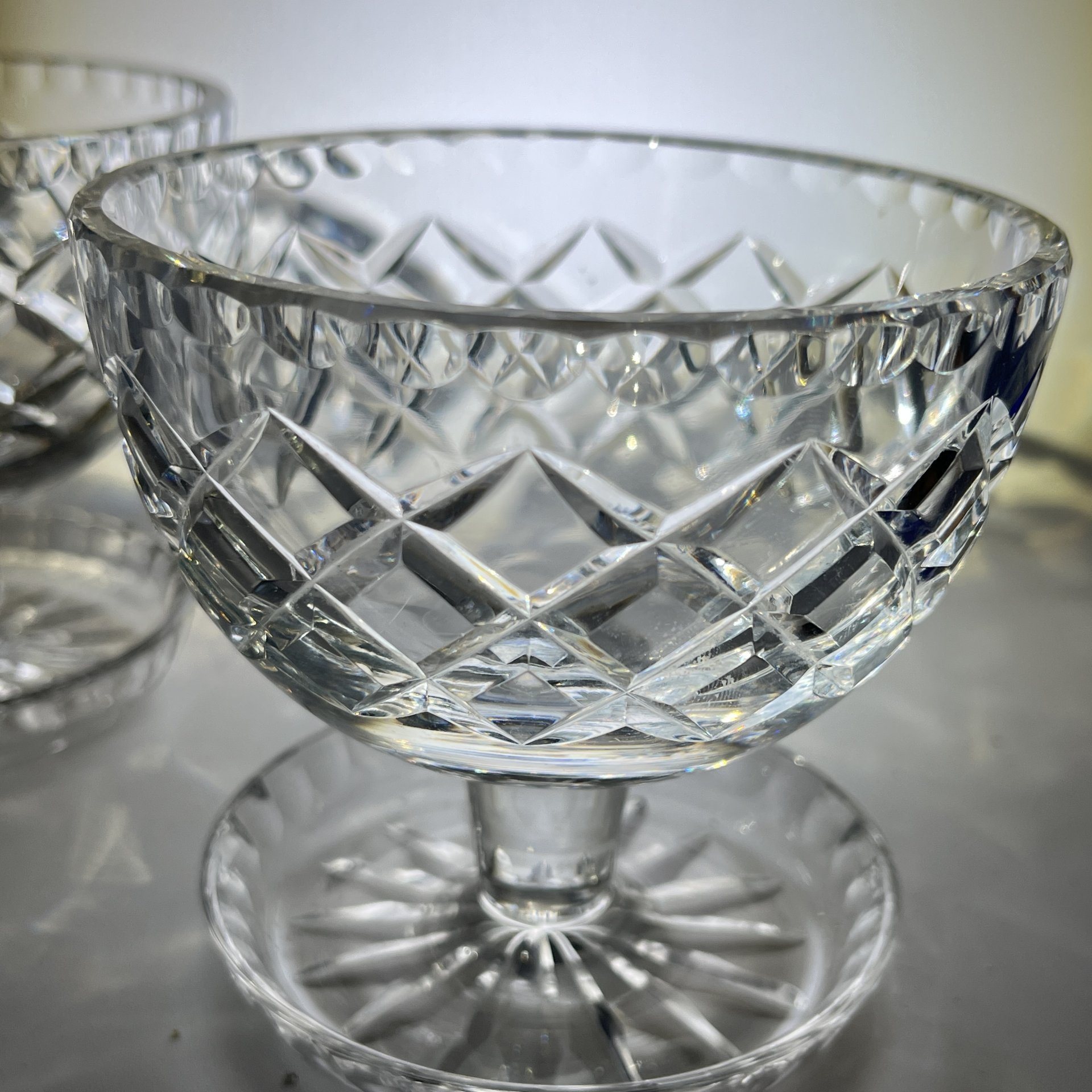 Пара креманок с геометрическим декором, хрусталь, СССР, 1970-1990 гг.
