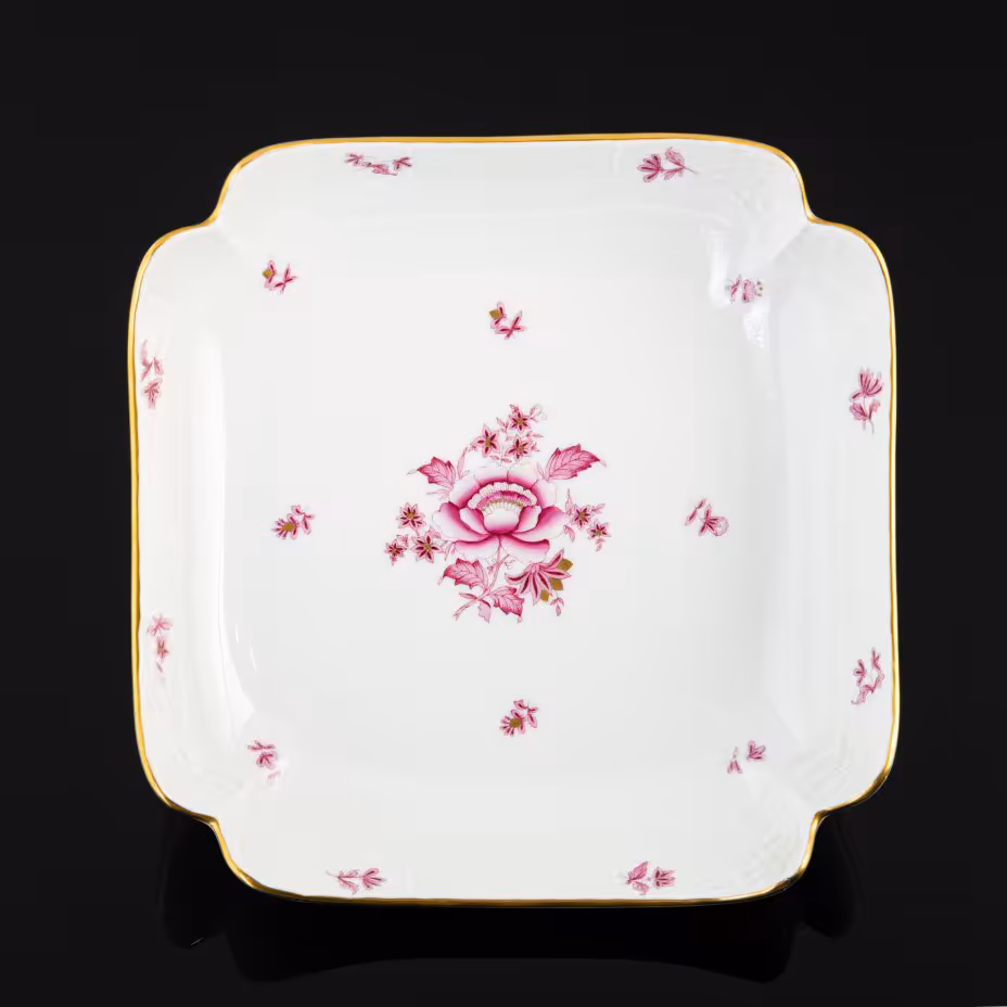 Блюдо  "Nanking bouquet" с цветочным декором в пурпурной гамме, Herend (Херенд)