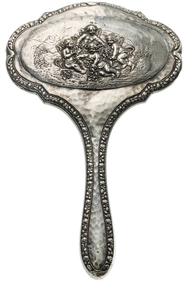Зеркало антикварное, серебро 800 пр., фирма "Gebrüder Kühn", Германия, 1860-1920 гг.