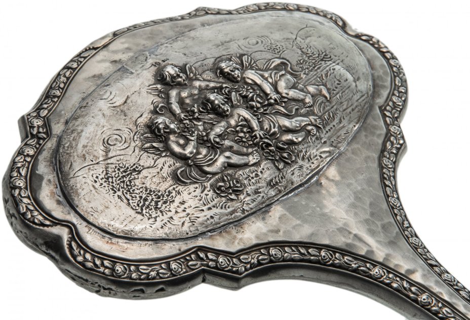 Зеркало антикварное, серебро 800 пр., фирма "Gebrüder Kühn", Германия, 1860-1920 гг.