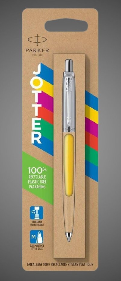 Шариковая ручка Parker Jotter ORIGINALS YELLOW CT, стержень: Mblue ЭКО-УПАКОВКА, Металлы: нержавеющая сталь, пластик