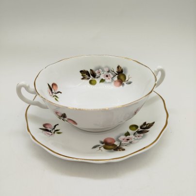 Бульонница (бульонная пара), украшенная растительным декором, Liverpool Road Pottery