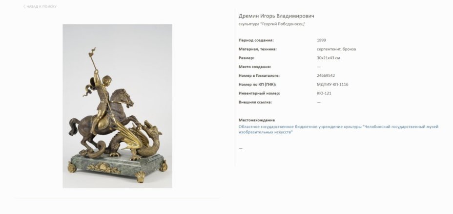 Скульптурная композиция (крупная) Георгий Победоносец (Чудо Георгия о змие) на каменном основании, автор Дремин Игорь Владимирович