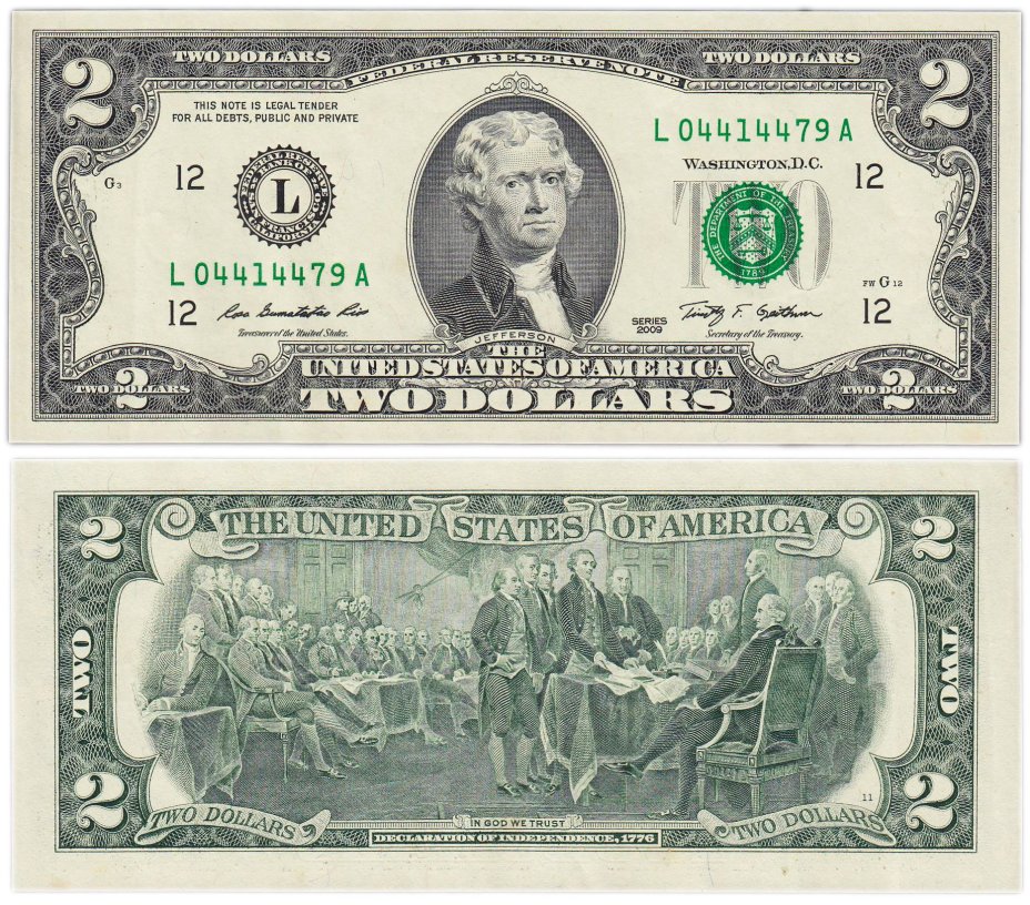 США 2 доллара 2009 (Pick 530a) L-Сан Франциско