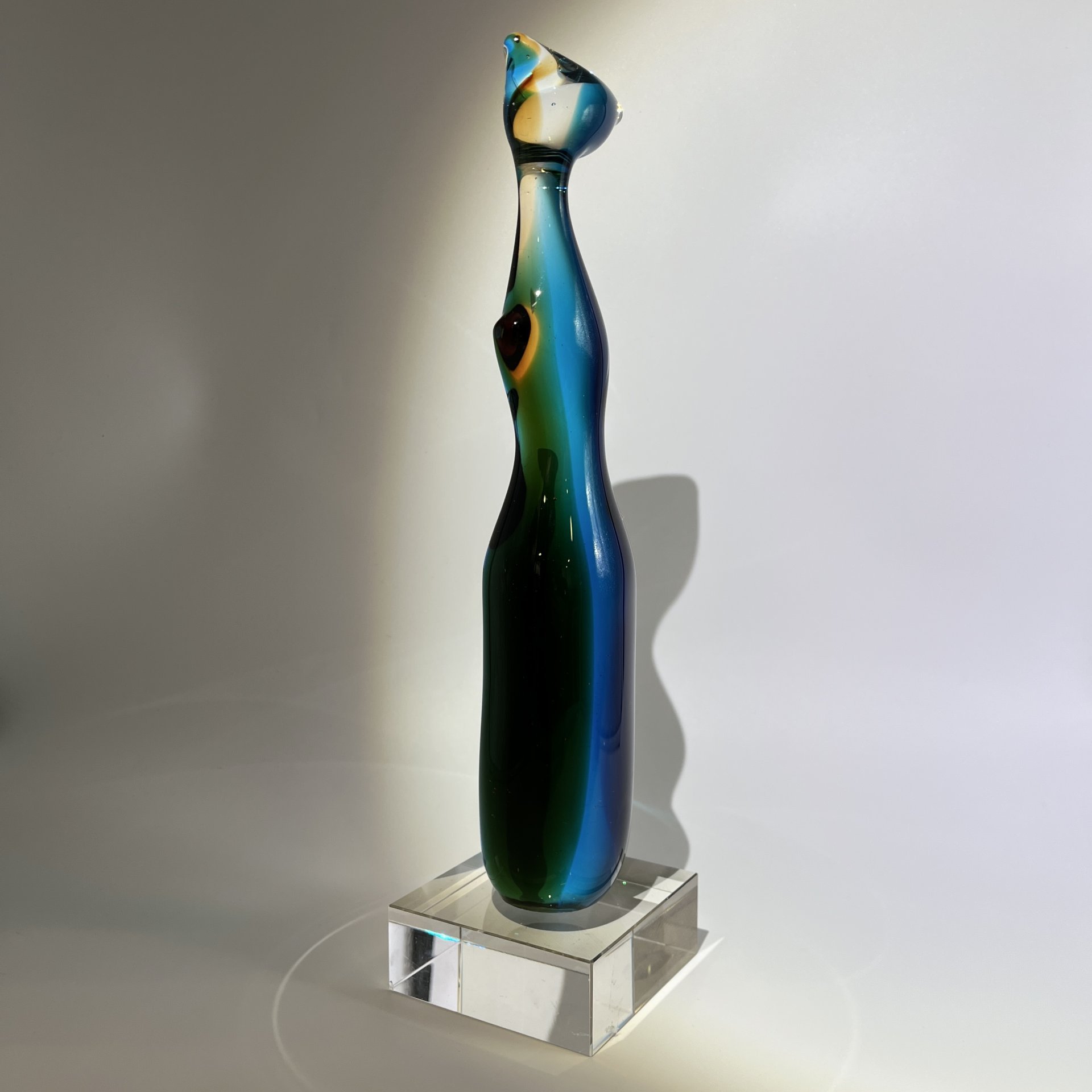 Статуэтка "Кошка", стекло, гутная техника, Муранское стекло, Италия, 1980-2000 гг.