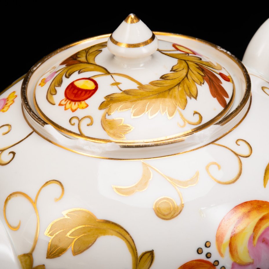 Набор чайный на 5 персон "Маки" (18 предметов), автор росписи А.А.Чекулина, фарфор, роспись, золочение, Дмитровский фарфоровый завод (ДФЗ Вербилки), СССР, 1940-1954 гг.