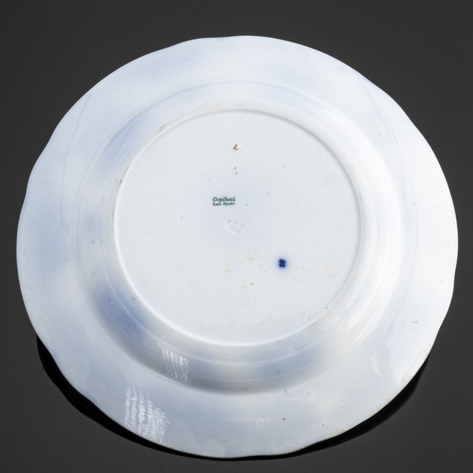 Тарелка с цветочным декором в бело-синей гамме, фаянс, деколь, Copeland Spode, Великобритания, 1847-1867 гг., Copeland Spode
