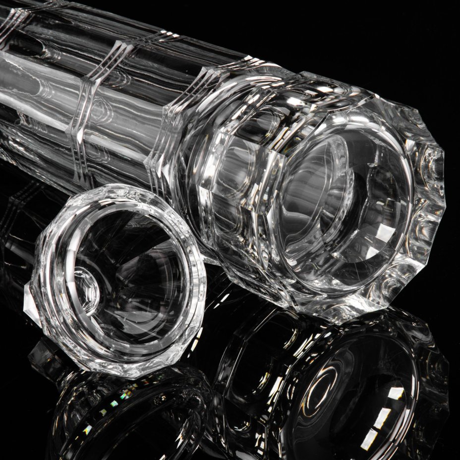 Кубок (большой) с крышкой, декорирован широкими гранями, Glass Factory "Julia" near Szklarska Poręba, стекло, гранение, Польша, 1970-1990 гг.