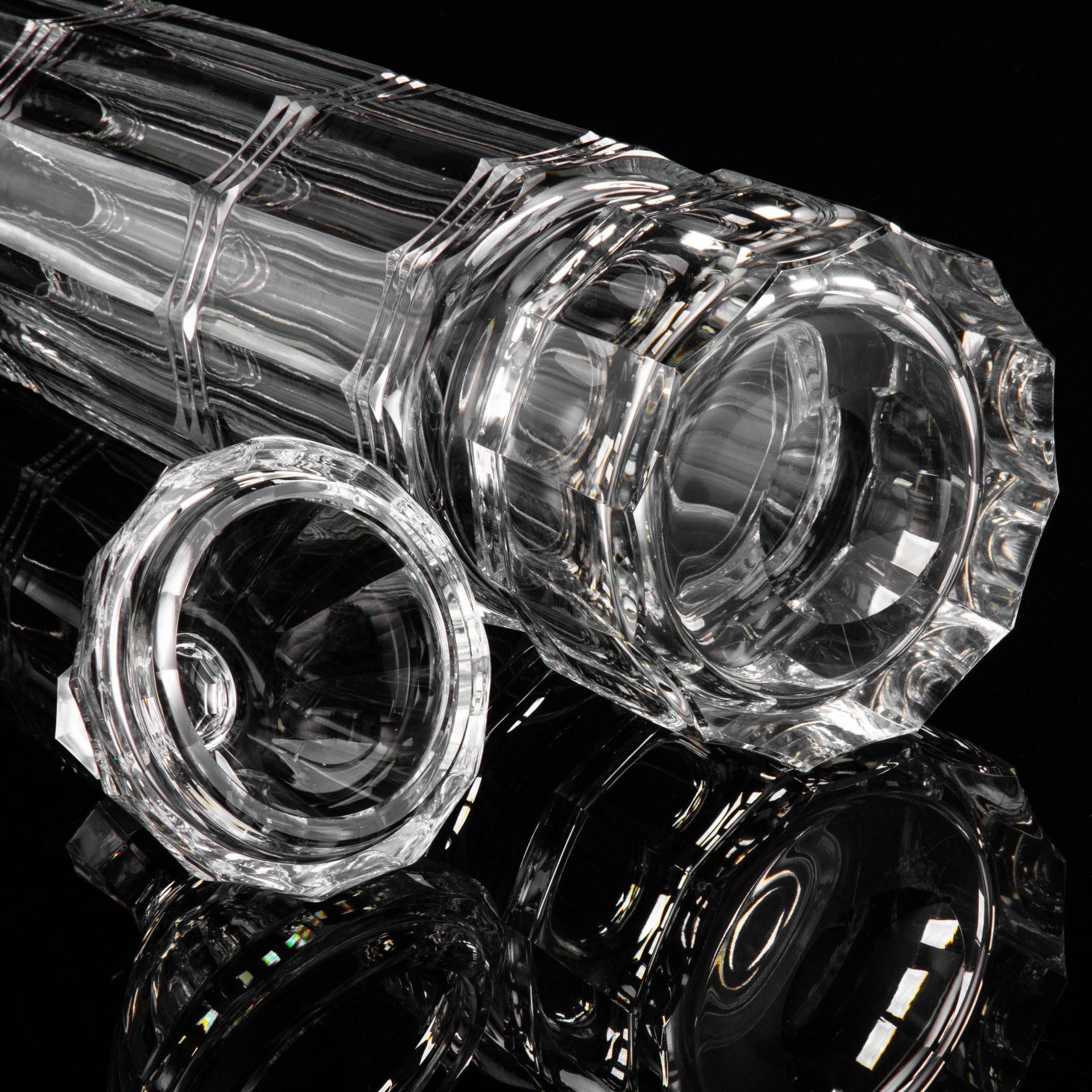 Кубок с крышкой (большой), декорирован широкими гранями, Glass Factory "Julia" near Szklarska Poręba