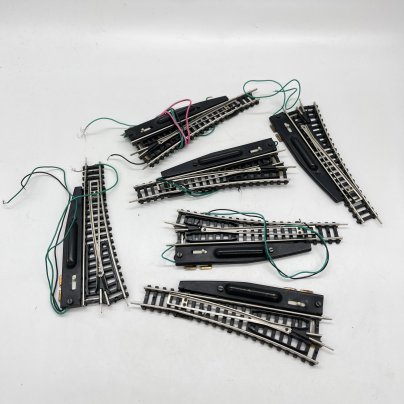 Набор из 6 железнодорожных стрелок 9 мм, пластик, металл, Piko, ГДР, 1970-1980 гг.