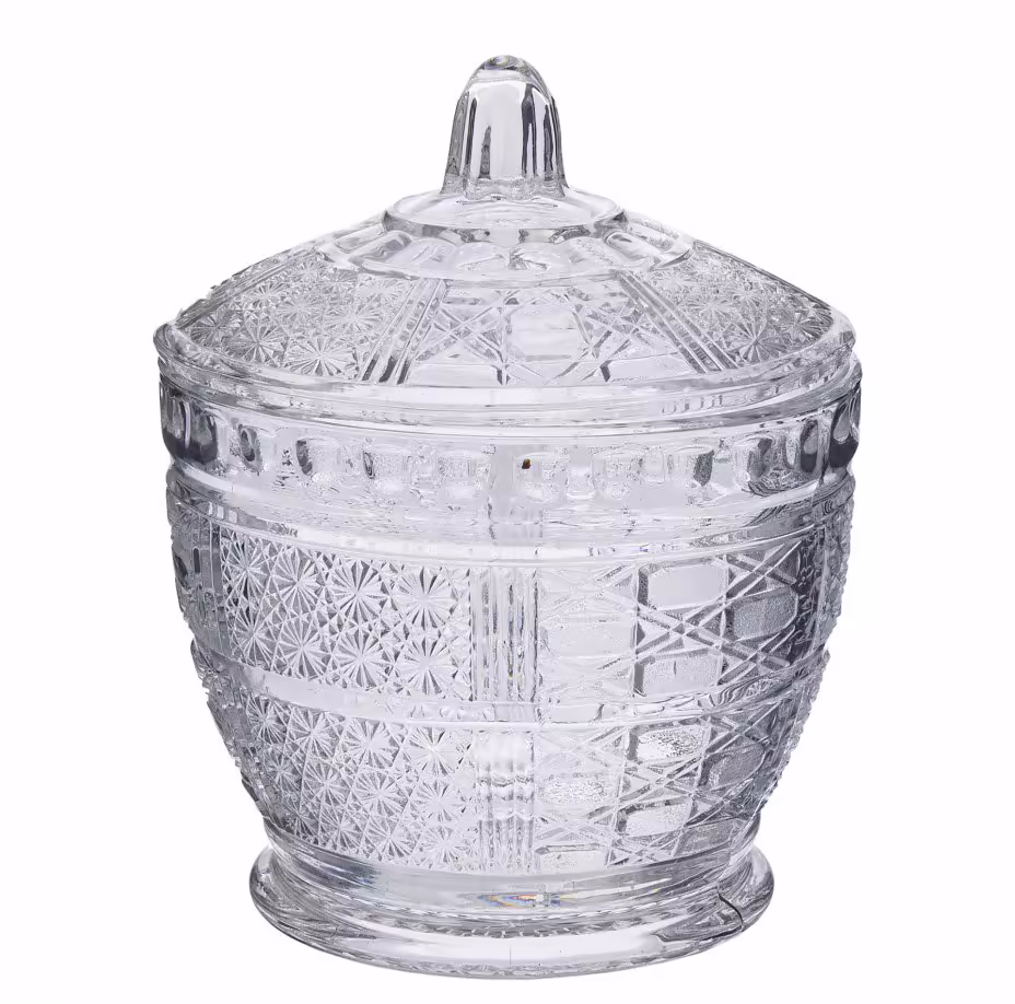 Сахарница с рельефным декором, стекло, СССР, 1970-1990 гг.