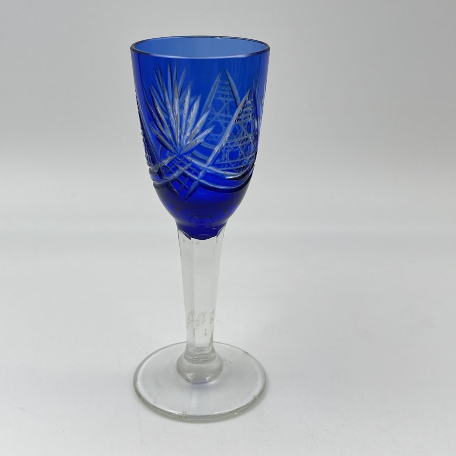 Рюмка, стекло, нацвет, алмазная грань, СССР, 1950-1970 гг.